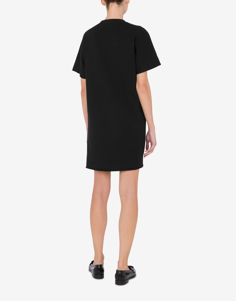 Vestido de forro polar de algodón con logotipo Negro Moschino Jeans 2