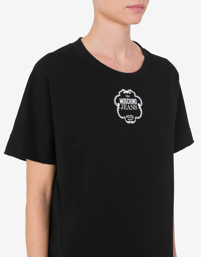 Vestido de forro polar de algodón con logotipo Negro Moschino Jeans 3