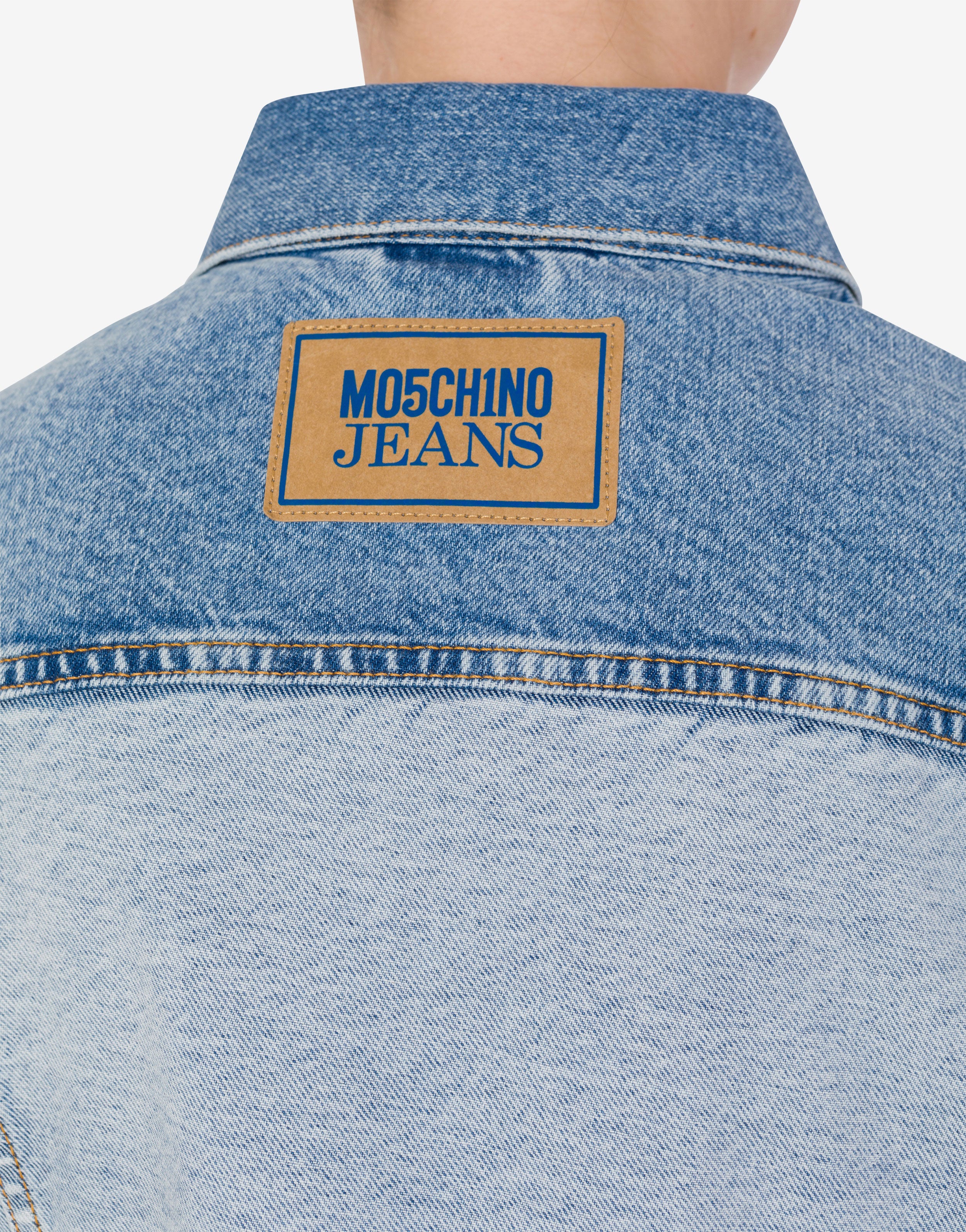 【関税&送料込】Moschino Jeans Two-Tone Denim Jeans Two-tone denim cropped jacket Moschino Jeans | Moschino