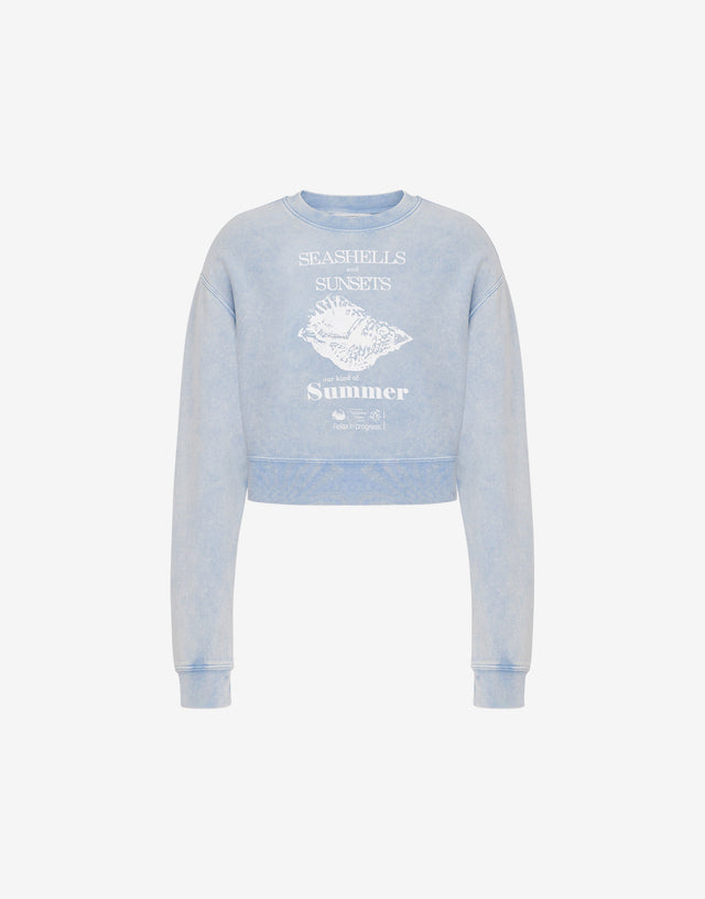 Cropped cotton sweatshirt with print Azure Moschino Jeans 0