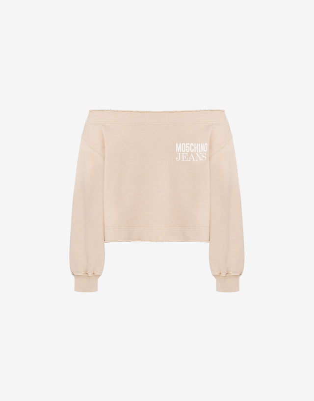 Off-the-shoulder cotton sweatshirt Beige Moschino Jeans 0