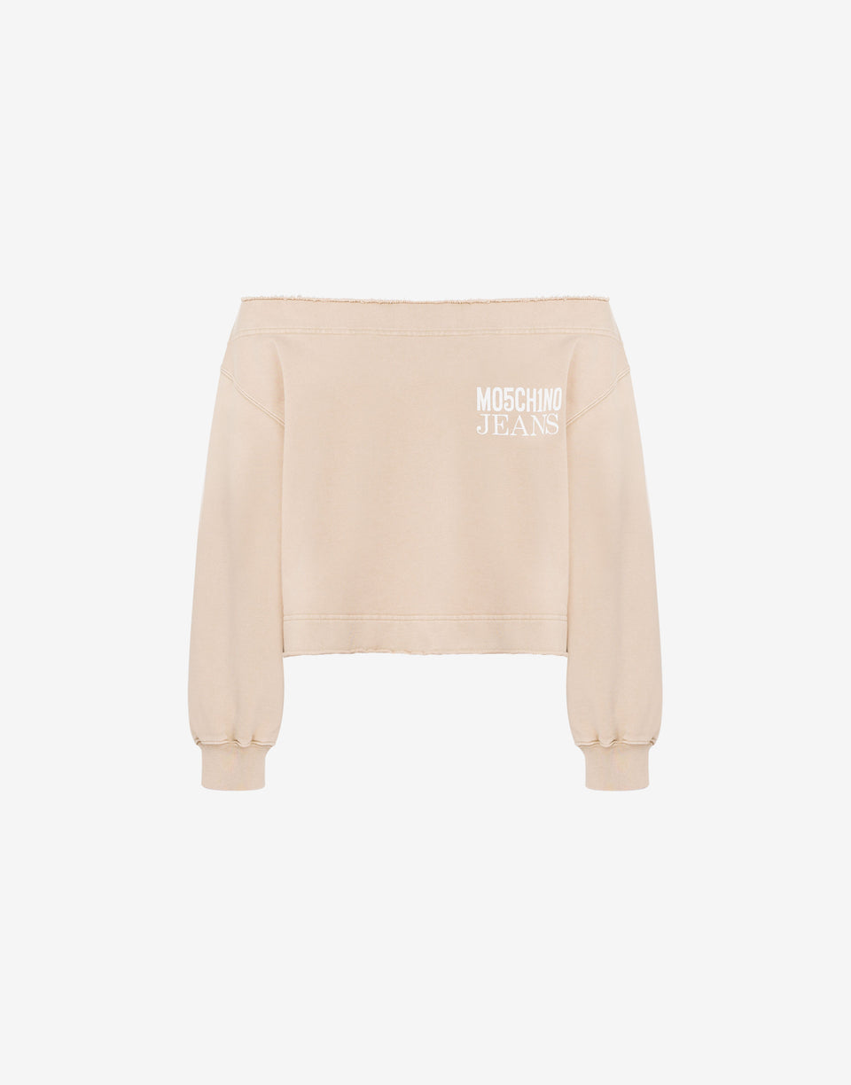 Sudadera de algodón sin hombros Beige Moschino Jeans 0