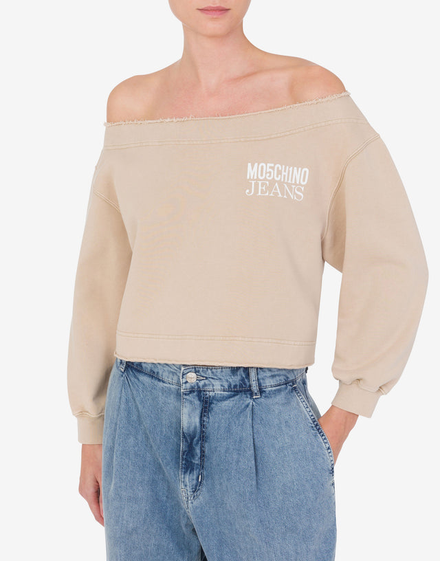 Off-the-shoulder cotton sweatshirt Beige Moschino Jeans 1