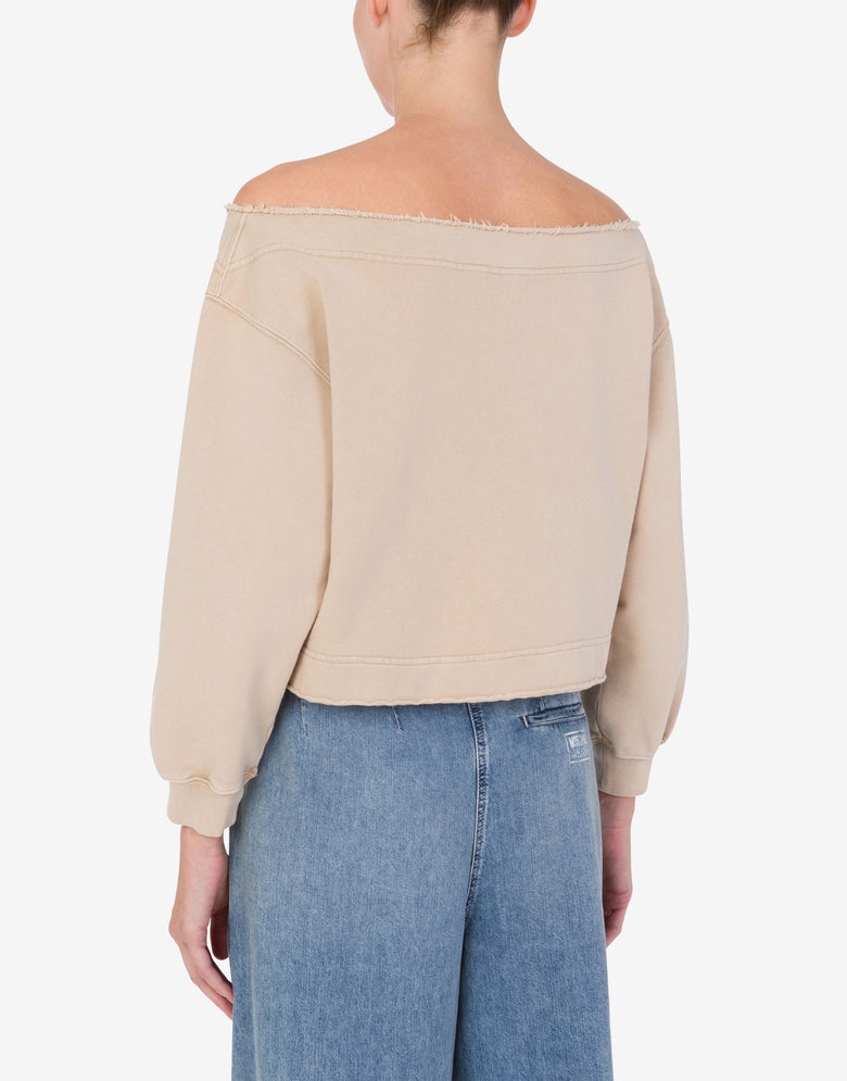 Sudadera de algodón sin hombros Beige Moschino Jeans 2