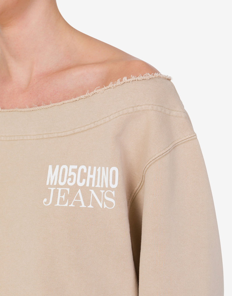 Sudadera de algodón sin hombros Beige Moschino Jeans 3