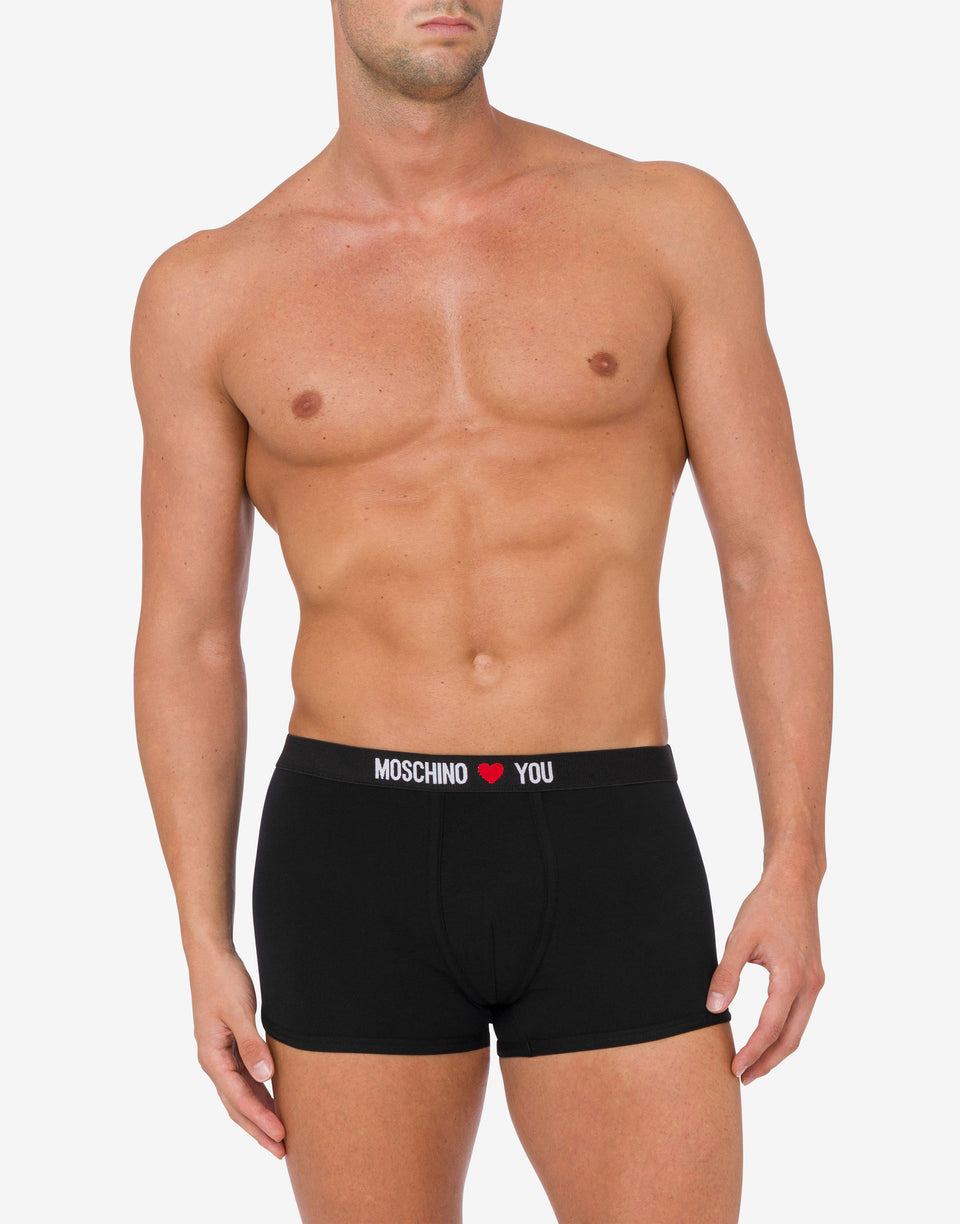 Set of 2 boxers in stretch jersey My Valentine Black Moschino 1