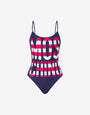 Striped Lettering Logo One-piece Swimsuit