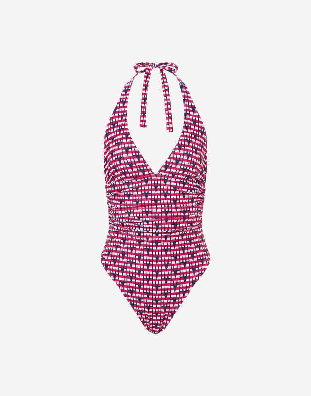 M Print One-piece Swimsuit Dark blue Moschino 0