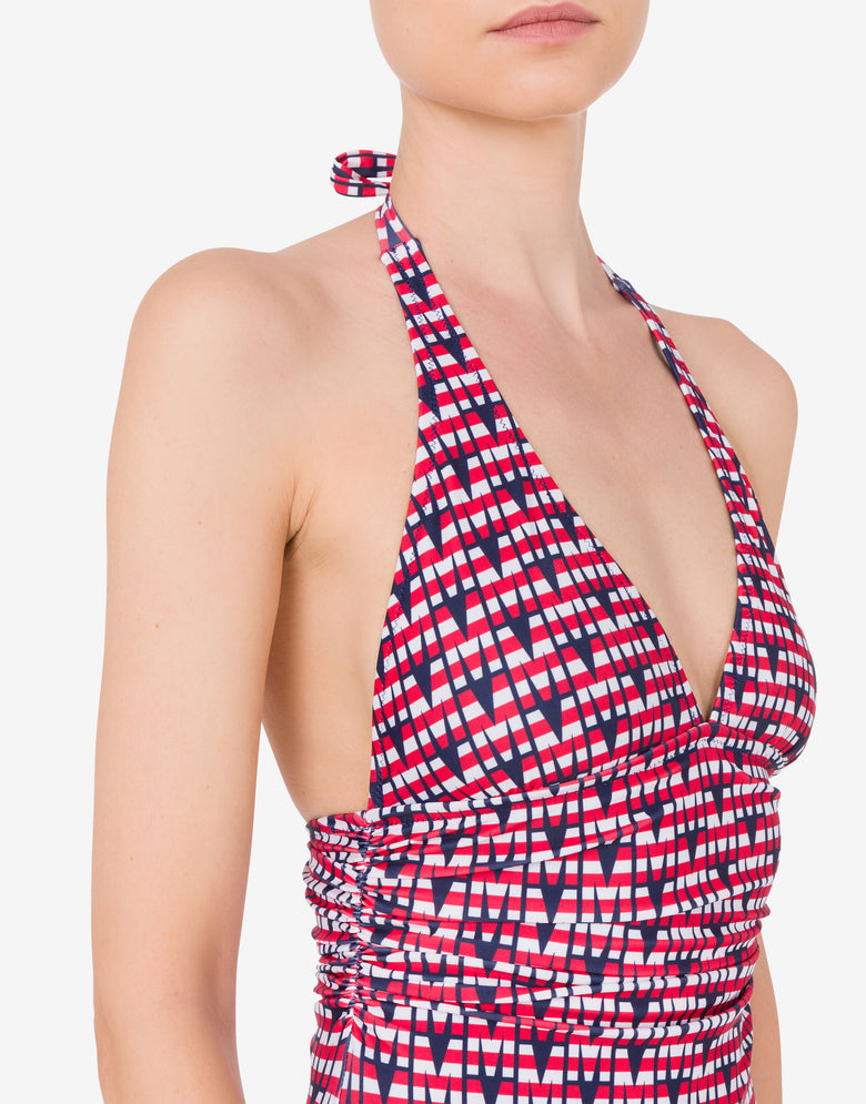 M Print One-piece Swimsuit Dark blue Moschino 3