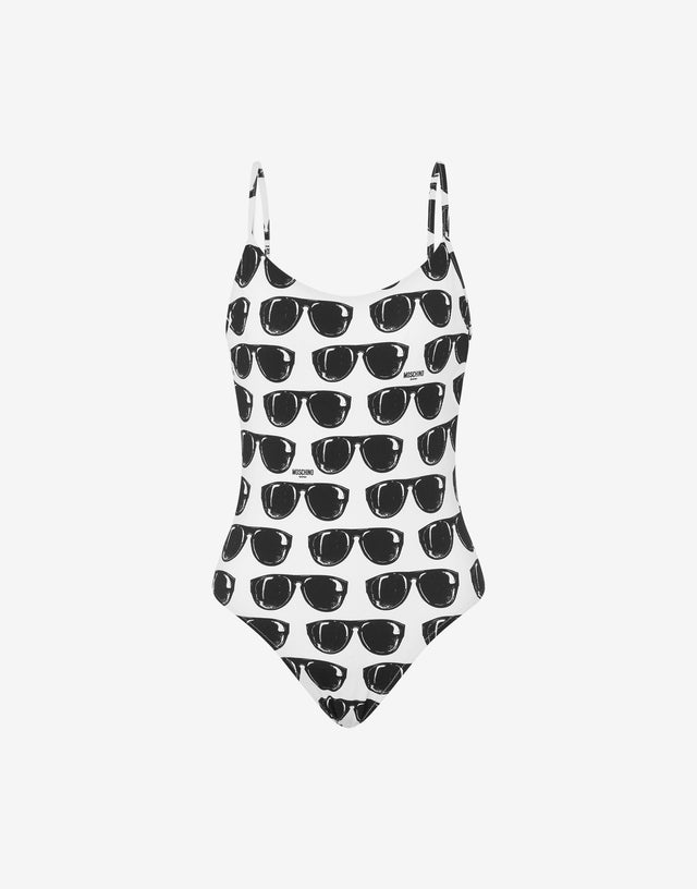 Sunglasses Print One-piece Swimsuit White Moschino 0