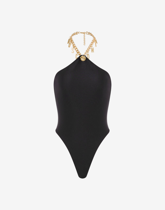Lettering Charm One-piece Swimsuit Black Moschino 0