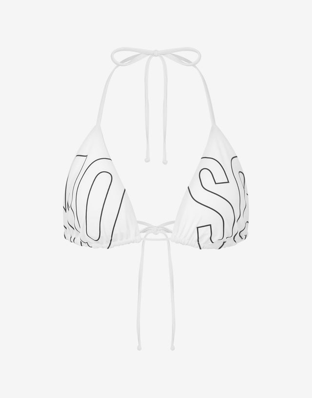 Rubber Logo Triangle Bikini Top White Moschino 0