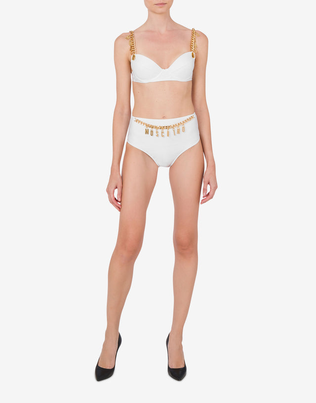 Lettering Charm Bikini Top White Moschino 1