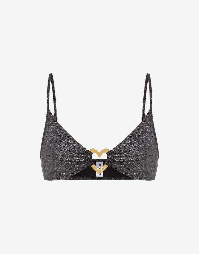 Glitter Metal Heart Bikini Top Black Moschino 0