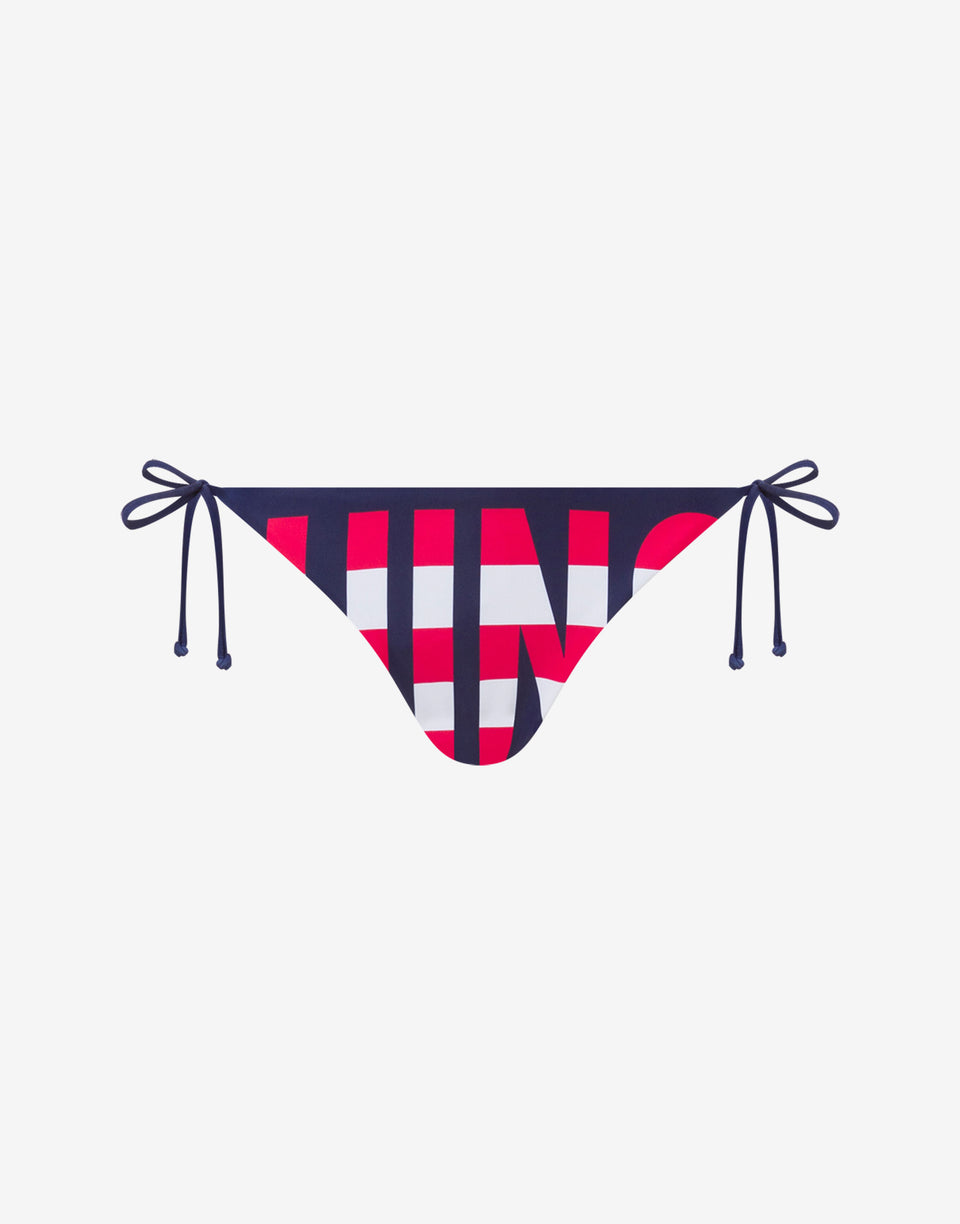 Striped Lettering Logo Swim Briefs with Laces Dark blue Moschino 0