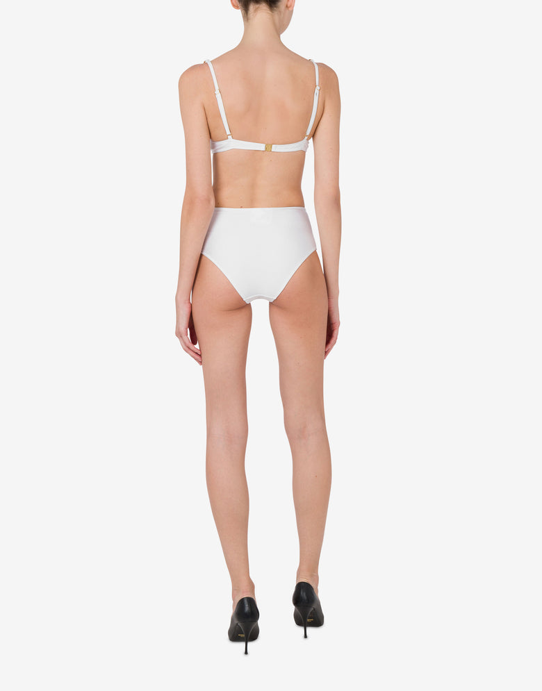 High-waist Lettering Charm Swim Briefs White Moschino 2