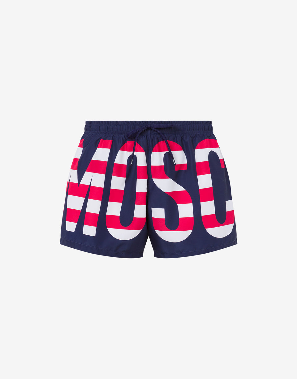 Swim boxer Striped Lettering Logo Dark blue Moschino 0
