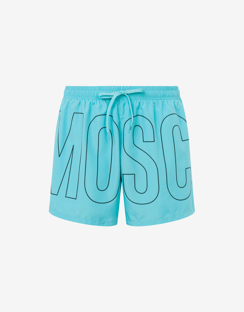 橡胶徽标沙滩四角裤 蔚蓝色 Moschino 0