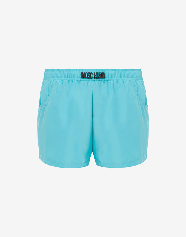 Swim boxer in nylon Black Lettering Sky blue Moschino 0