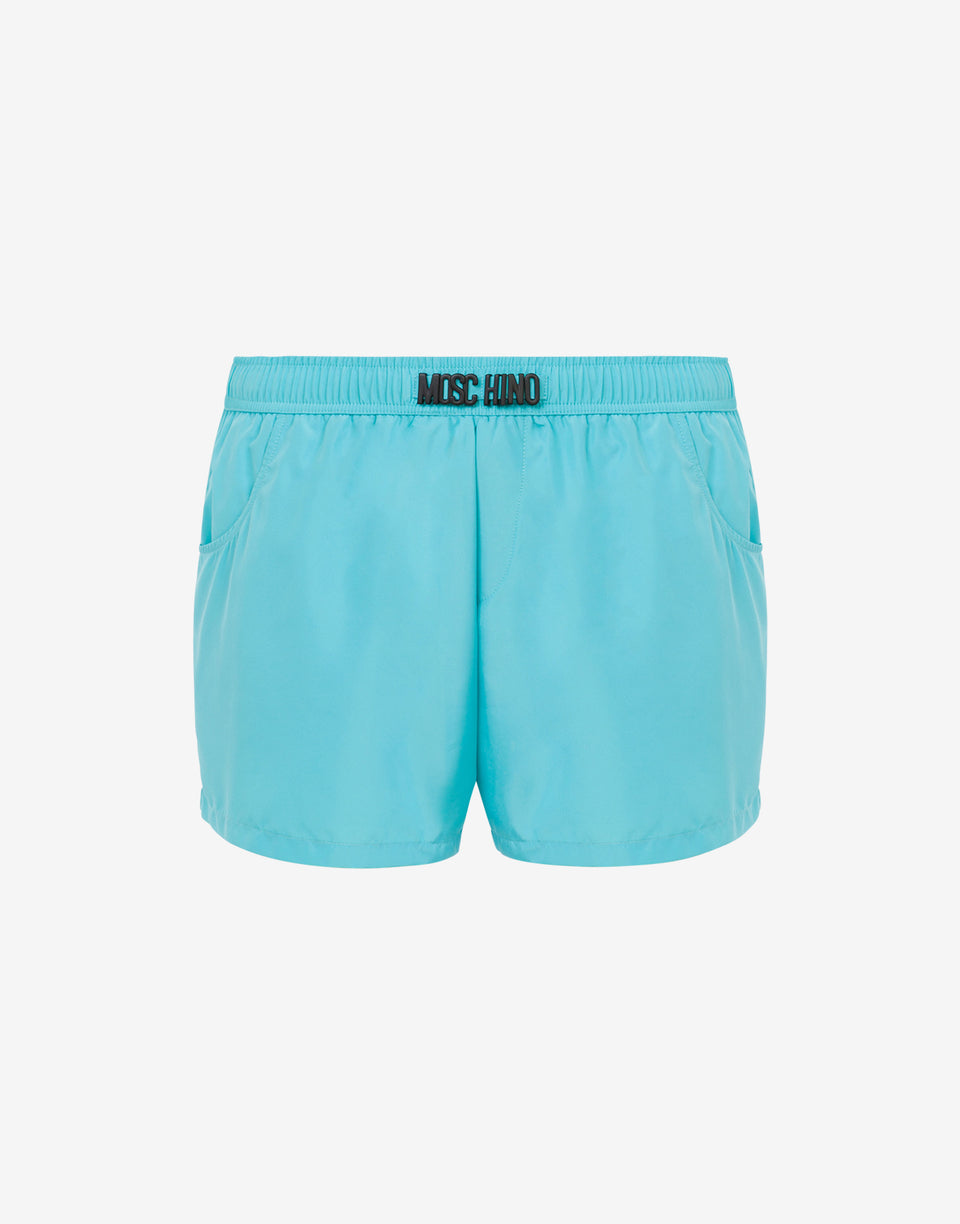 Calzoncillos de playa de nailon Letras negras Sky blue Moschino 0