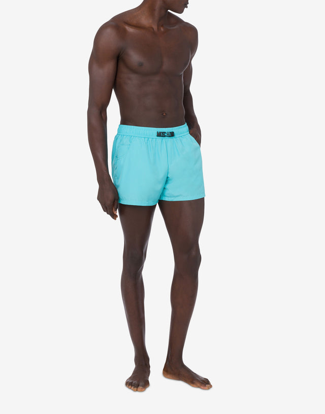 Swim boxer in nylon Black Lettering Sky blue Moschino 1