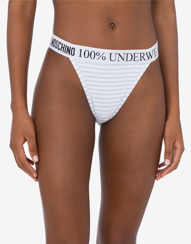 Striped Stretch Jersey Thong Azure Moschino 1