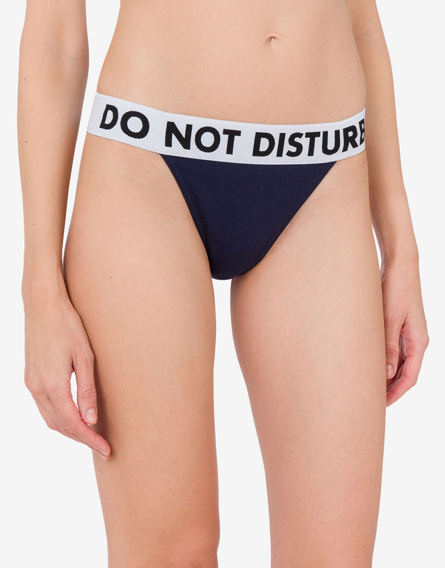 Do Not Disturb Stretch Jersey Brazilian Briefs Dark blue Moschino 1