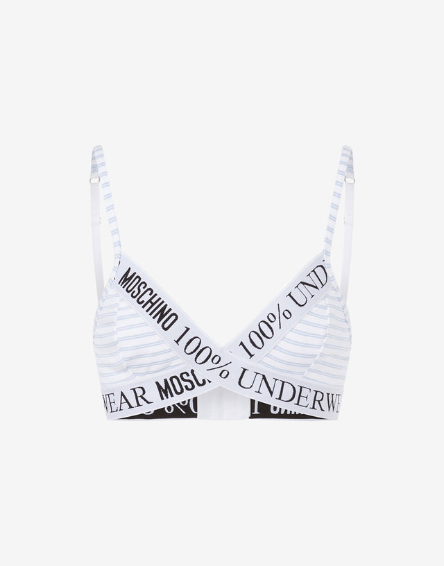 Striped Stretch Jersey Bra Azure Moschino 0