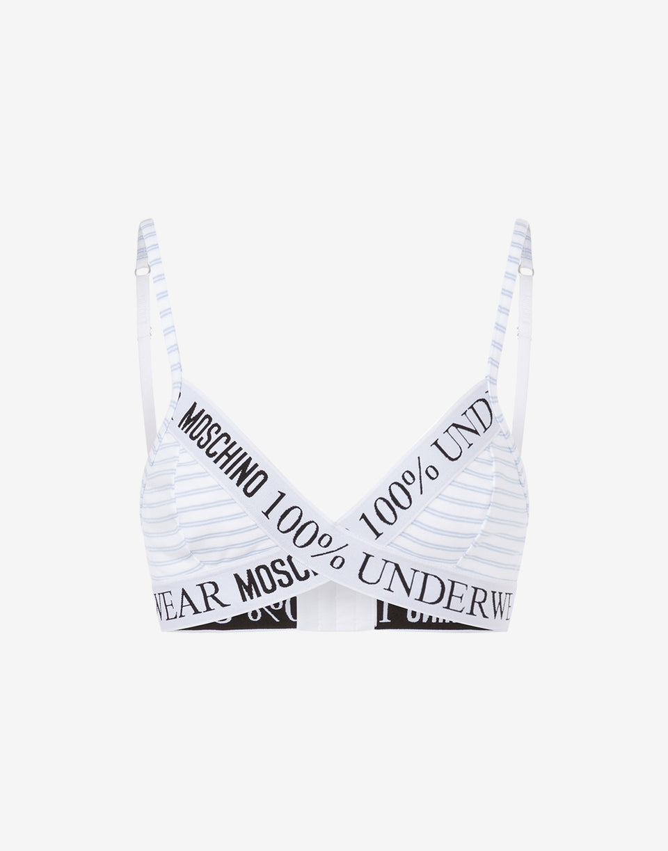 Striped Stretch Jersey Bra Azure Moschino 0
