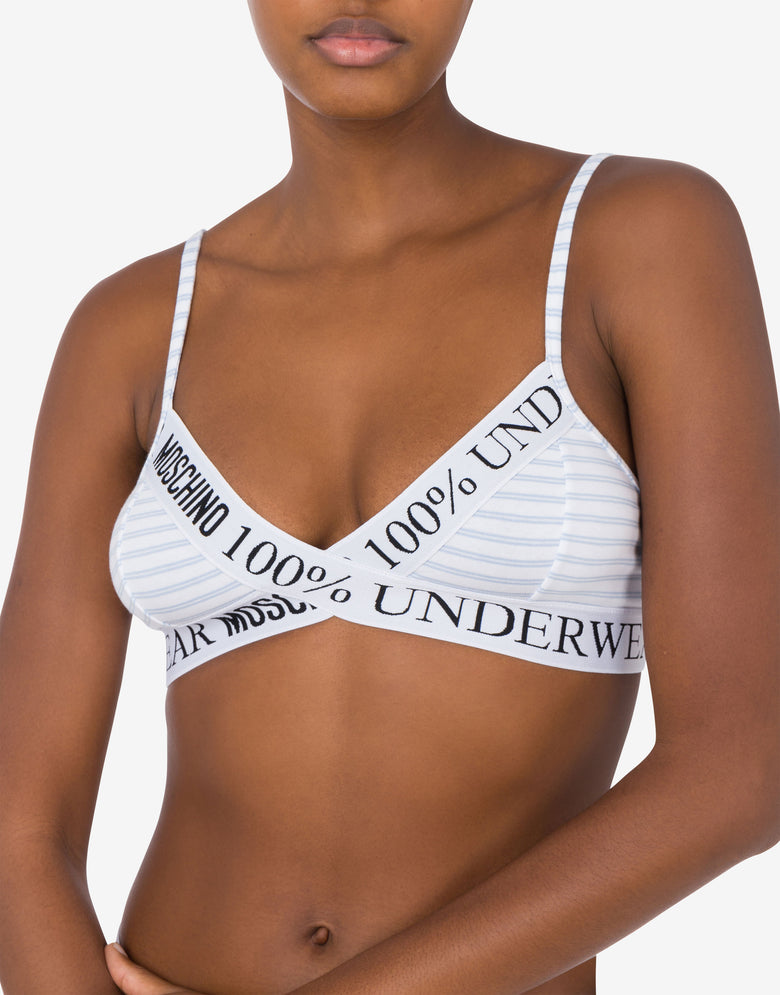 Striped Stretch Jersey Bra Azure Moschino 1