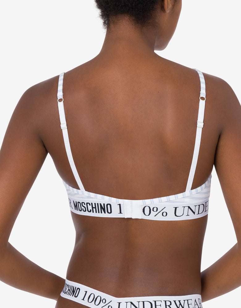 Striped Stretch Jersey Bra Azure Moschino 2