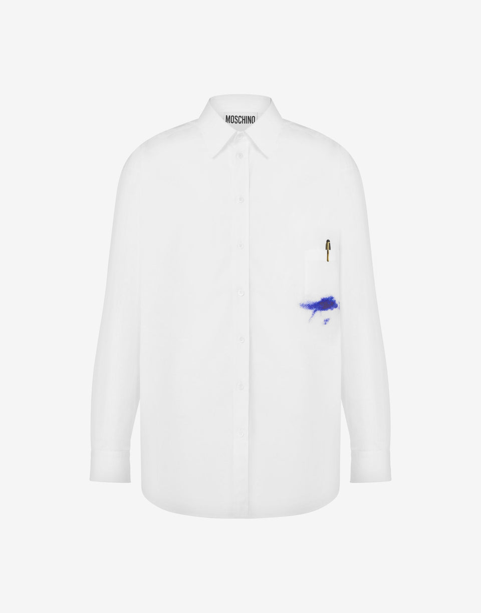 Camisa Office Inspiration de popelina elástica Blanco Moschino 0