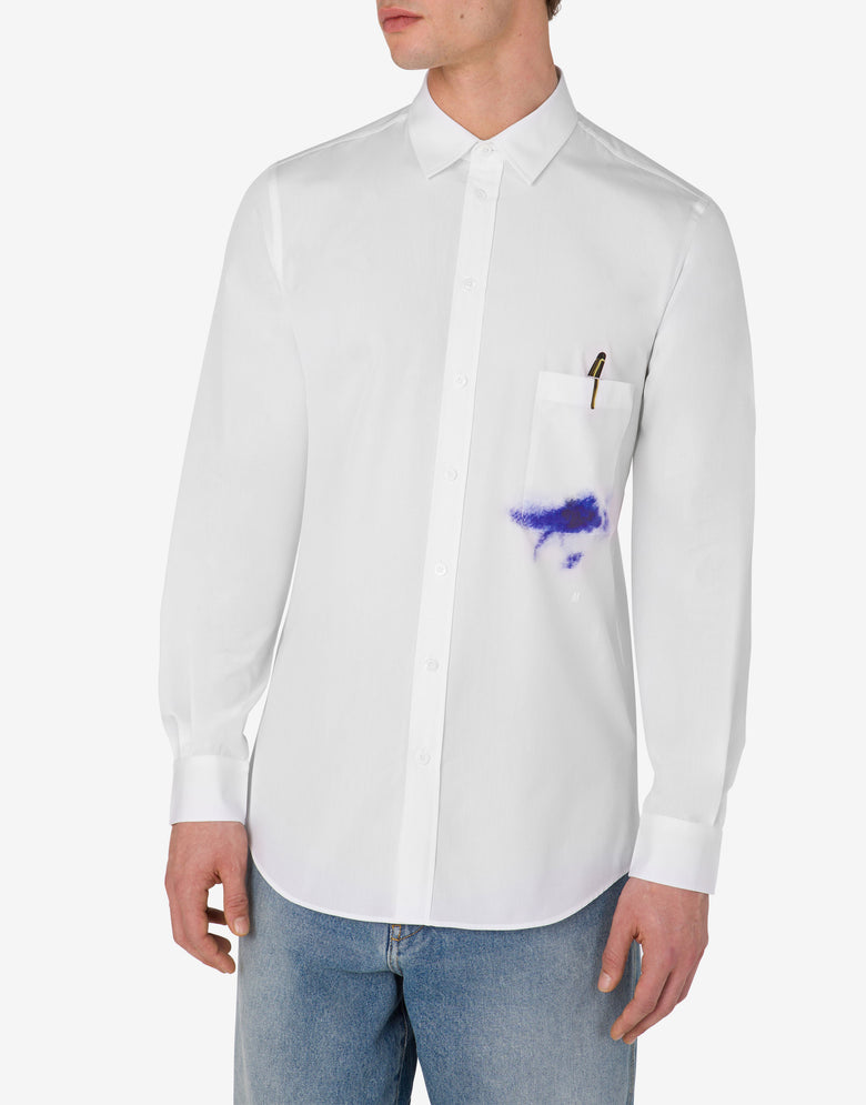 Camisa Office Inspiration de popelina elástica Blanco Moschino 1