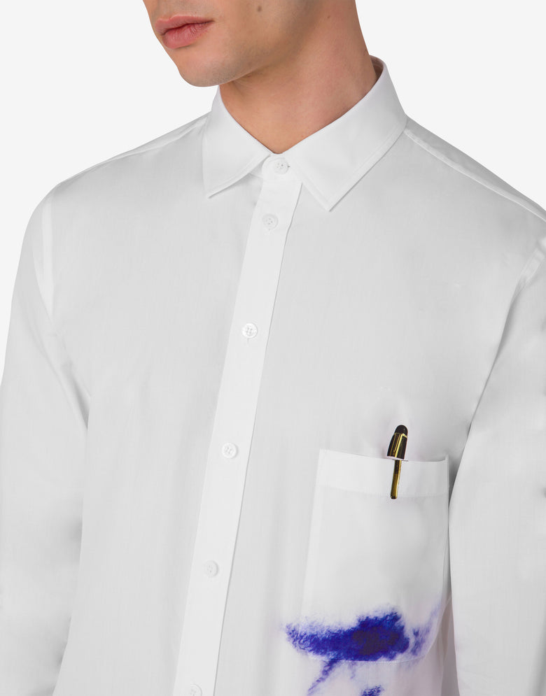Camisa Office Inspiration de popelina elástica Blanco Moschino 3