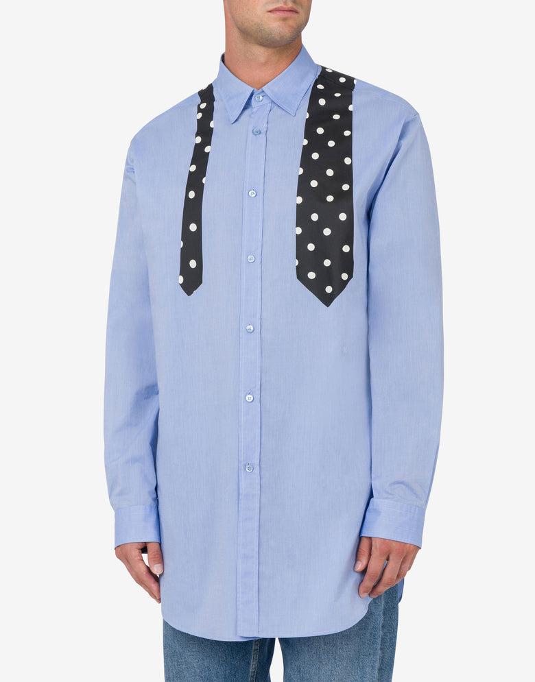 纯棉薄纱衬衫Tie Print 淡蓝色 Moschino 1