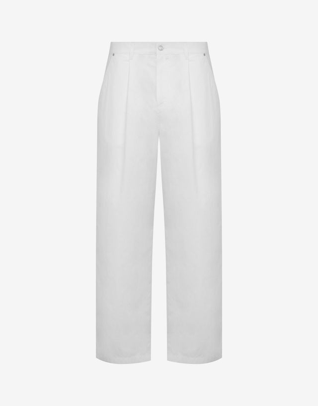 Laurel Crown Logo cotton trousers White Moschino 0