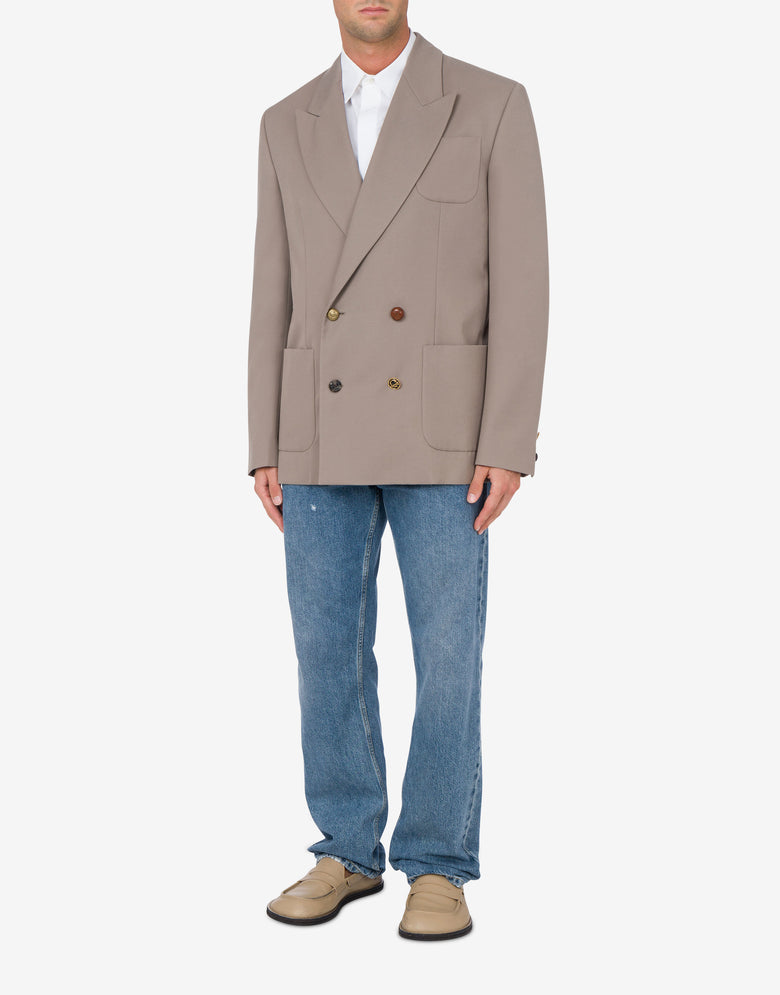Gabardine Jacket Tailored Twist Dark Beige Moschino 1