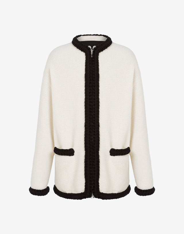 Organic Cotton Blend Jacket Ivory Moschino 0