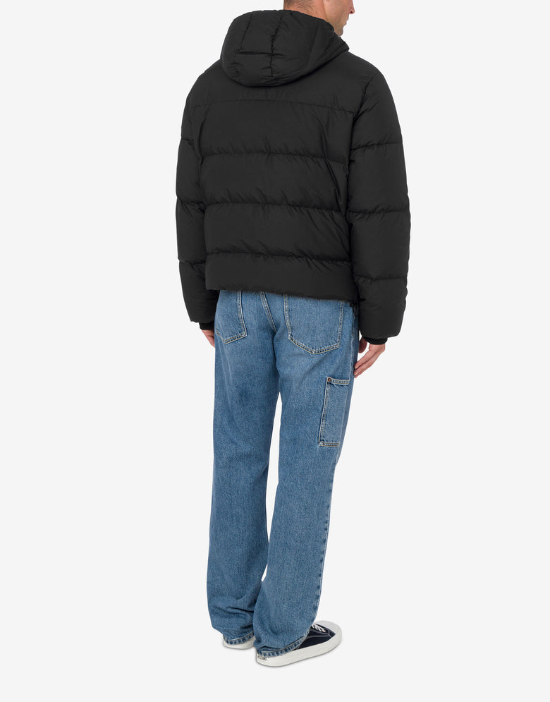 Nylon Puffer Jacket Laurel Crown Logo Black Moschino 2