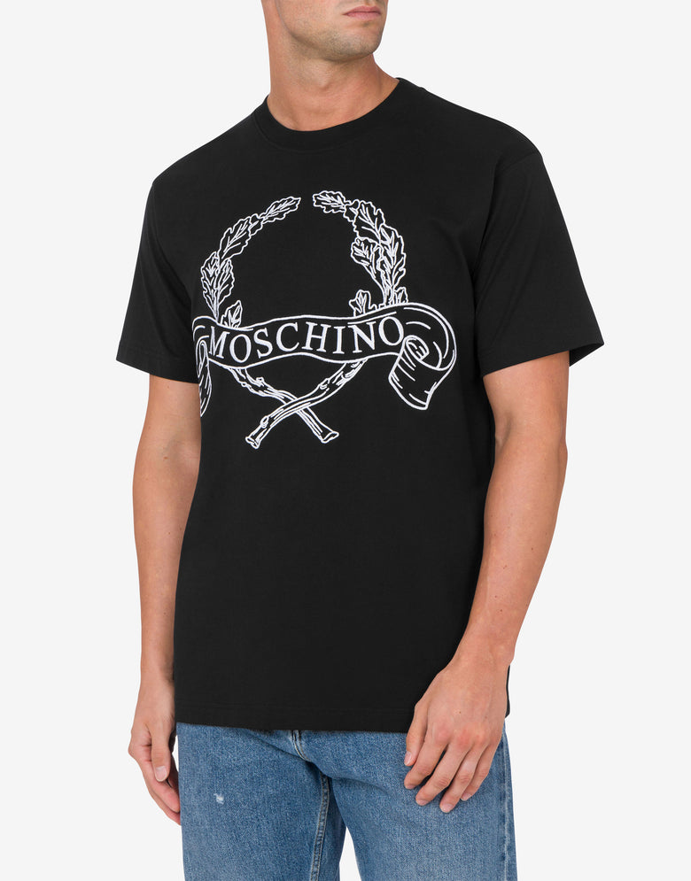 T-shirt Maxi Laurel Crown Embroidery Black Moschino 1