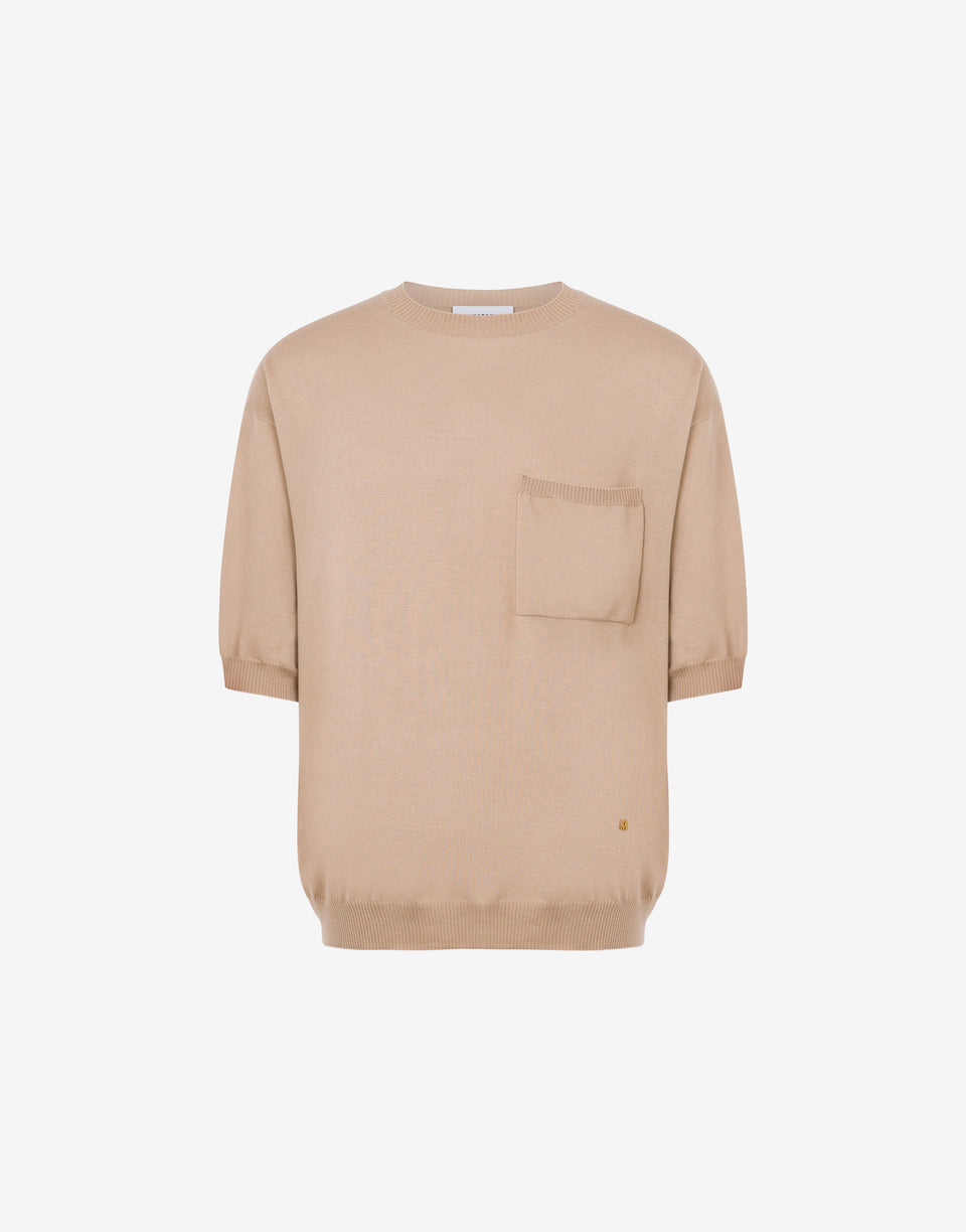 Wool and Silk Sweater Golden M Beige Moschino 0