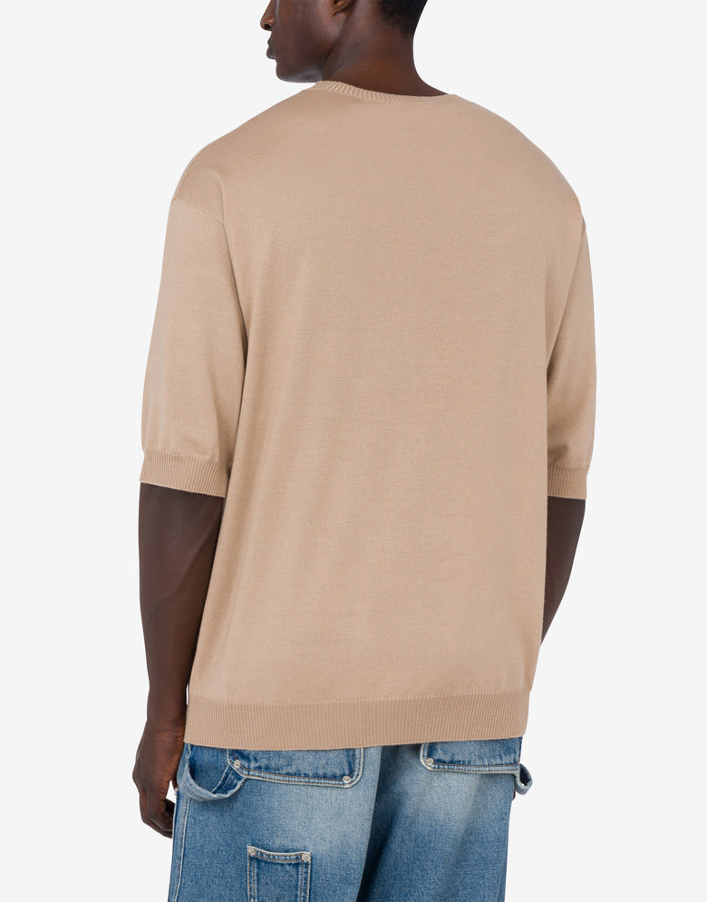 Wool and Silk Sweater Golden M Beige Moschino 2
