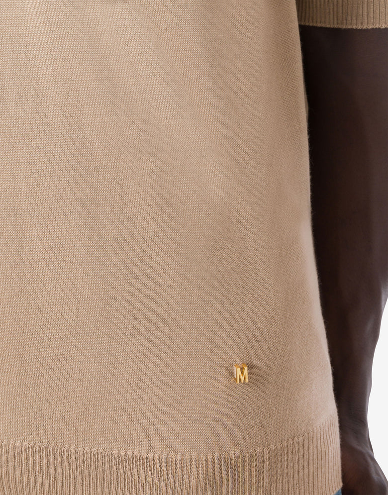 Wool and Silk Sweater Golden M Beige Moschino 3