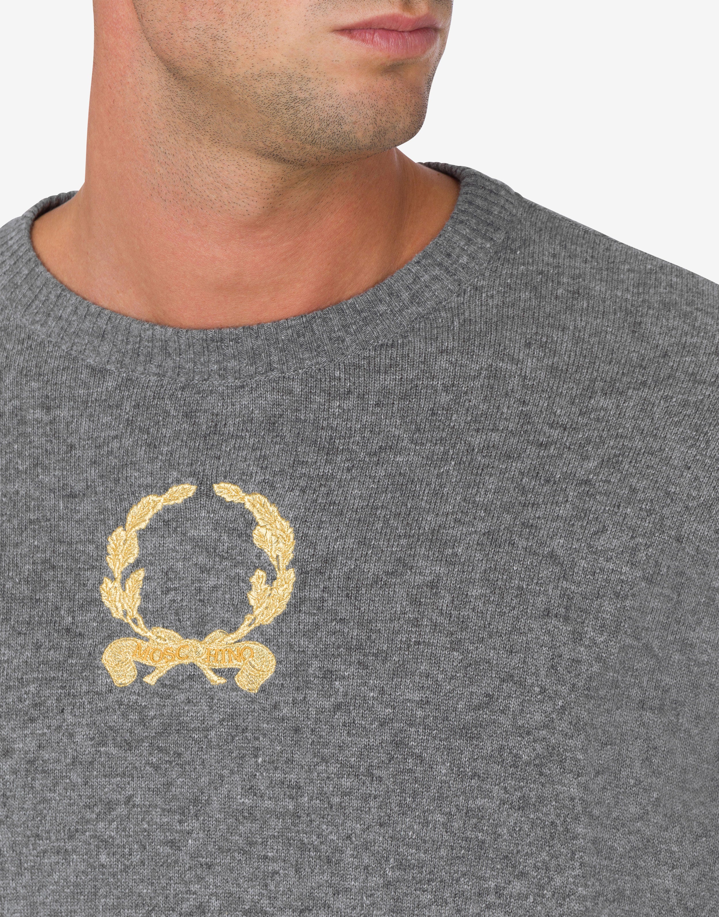 Wool and Cashmere Pullover Laurel Crown Embroidery | Moschino