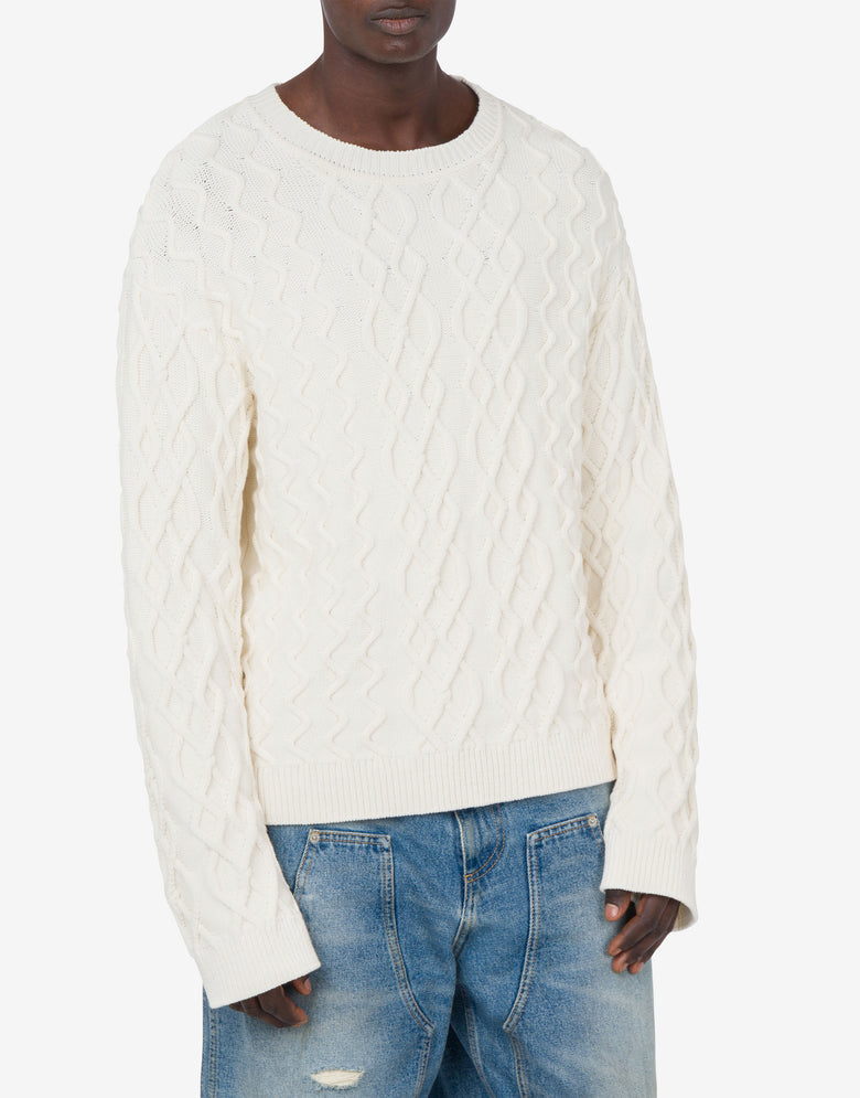 Organic Cotton Blend Pullover Ivory Moschino 1