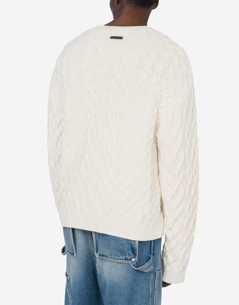 Organic Cotton Blend Pullover Ivory Moschino 2
