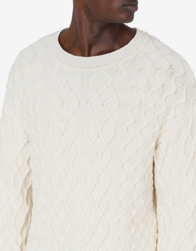 Organic Cotton Blend Pullover Ivory Moschino 3