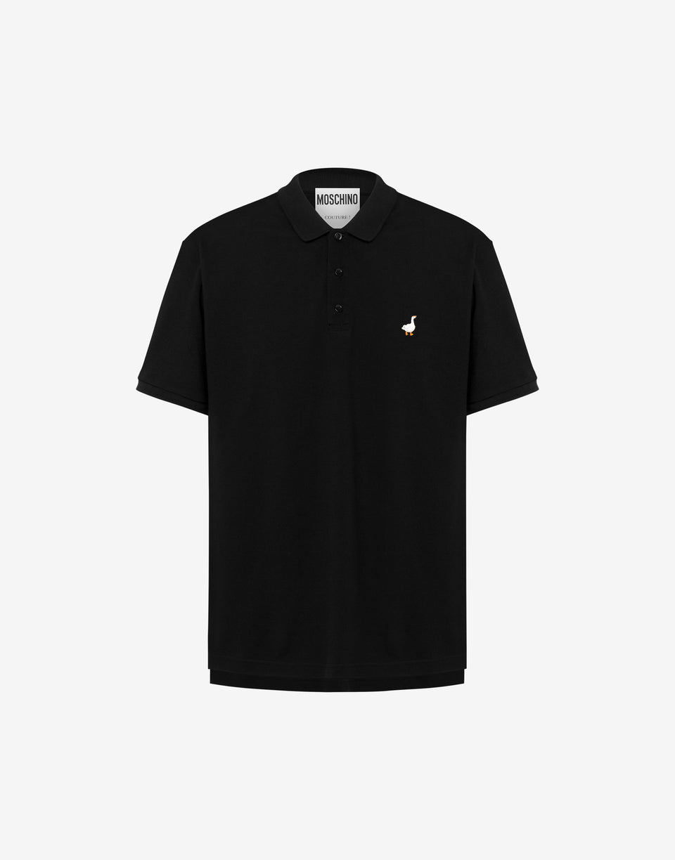 棉质 Polo 衫Goose Embroidery 黑色 Moschino 0