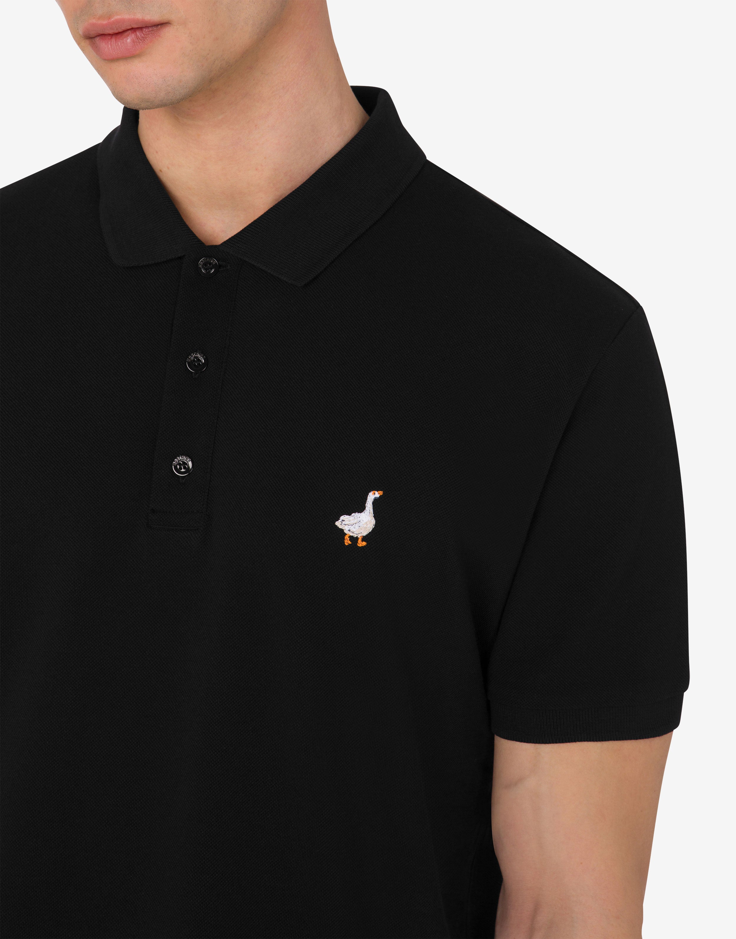 Cotton Piquet Polo Goose Embroidery | Moschino