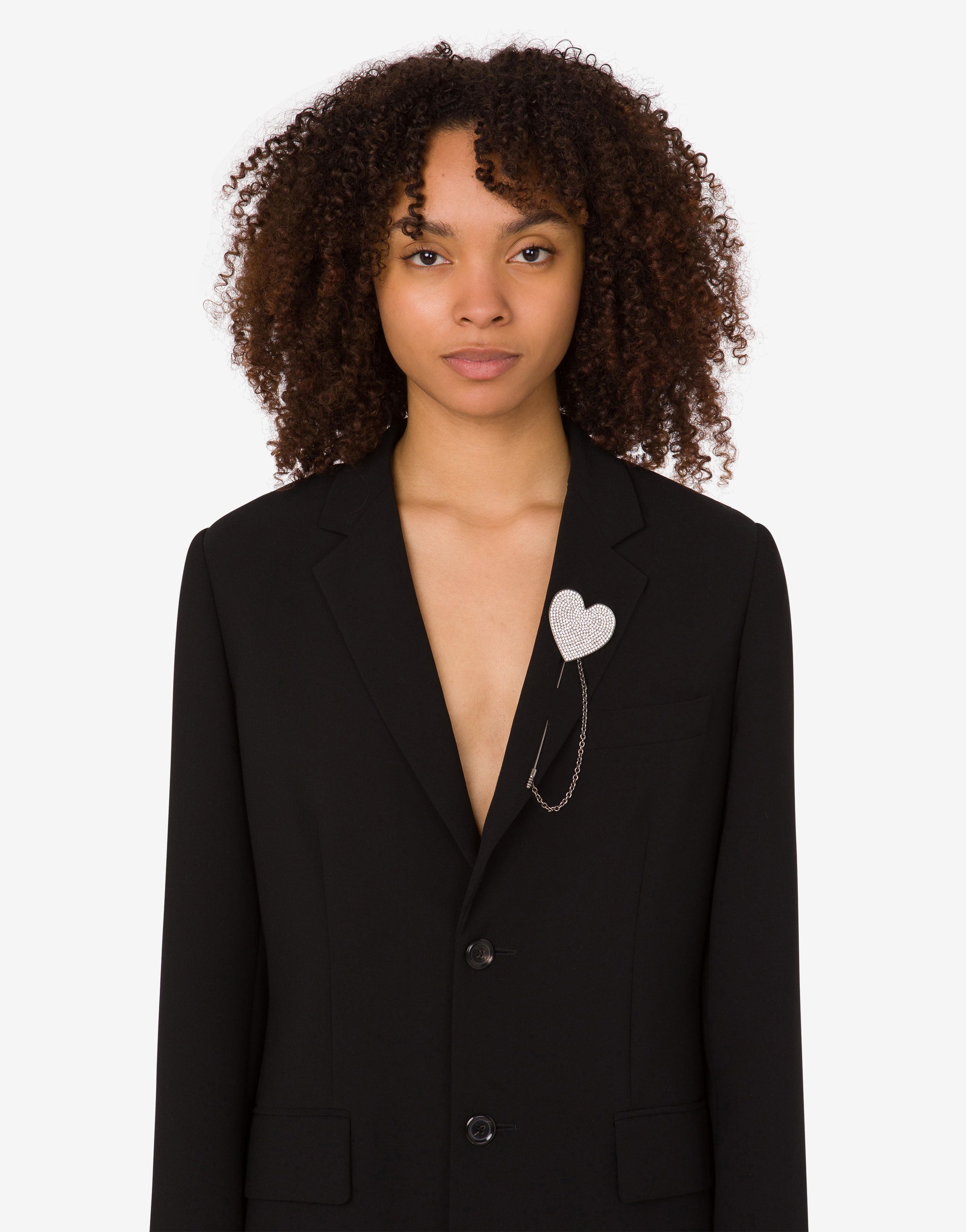 Metal brooch with rhinestones | Moschino